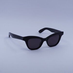 Alexander McQueen AM0381S 001 Sunglasses Black Cat Eye Frame, Grey Lenses